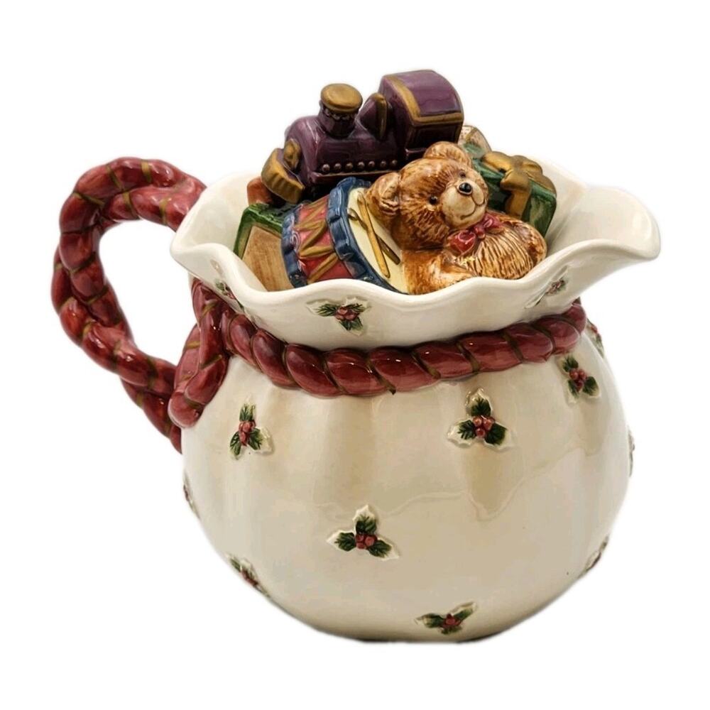 Fitz and Floyd Teapot Old World Santa’s Bag of Toys 42 OZ VTG 1994